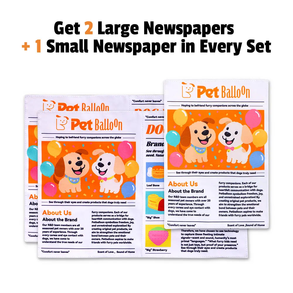 🔥🔥🔥Durable Crinkle Balloon Dog Toy - Newspaper Print Chew Toy for Boredom Relief & Teeth Cleaning
