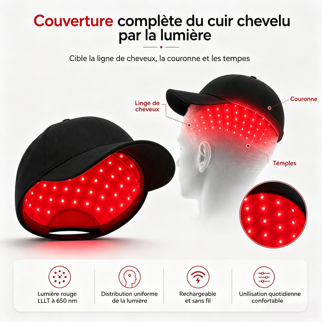 Boutique Officielle FR | 🛡️ REBYIPO® Casquette de soin capillaire avancée à lumière rouge pour des cheveux plus denses et d'apparence plus saine