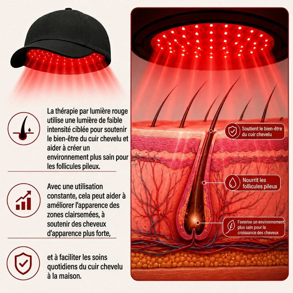 Boutique Officielle FR | 🛡️ REBYIPO® Casquette de soin capillaire avancée à lumière rouge pour des cheveux plus denses et d'apparence plus saine
