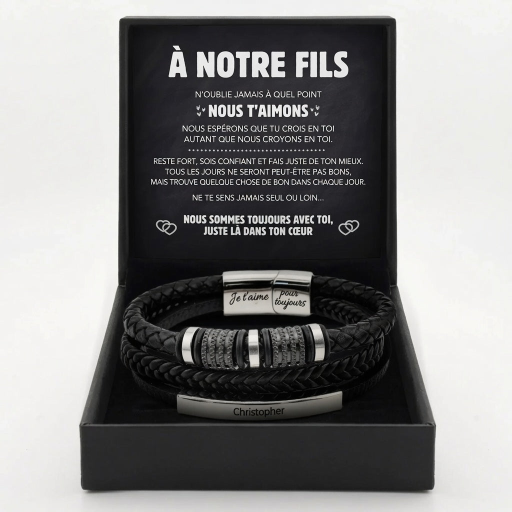 🎁 DERNIER JOUR : -70 % DE RÉDUCTION | 👨‍🍼👩‍🍼✨ Billhol® | Bracelet personnalisé pour fils « Liés pour toujours »✨