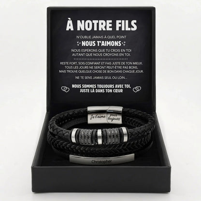 🎁 DERNIER JOUR : -70 % DE RÉDUCTION | 👨‍🍼👩‍🍼✨ Billhol® | Bracelet personnalisé pour fils « Liés pour toujours »✨