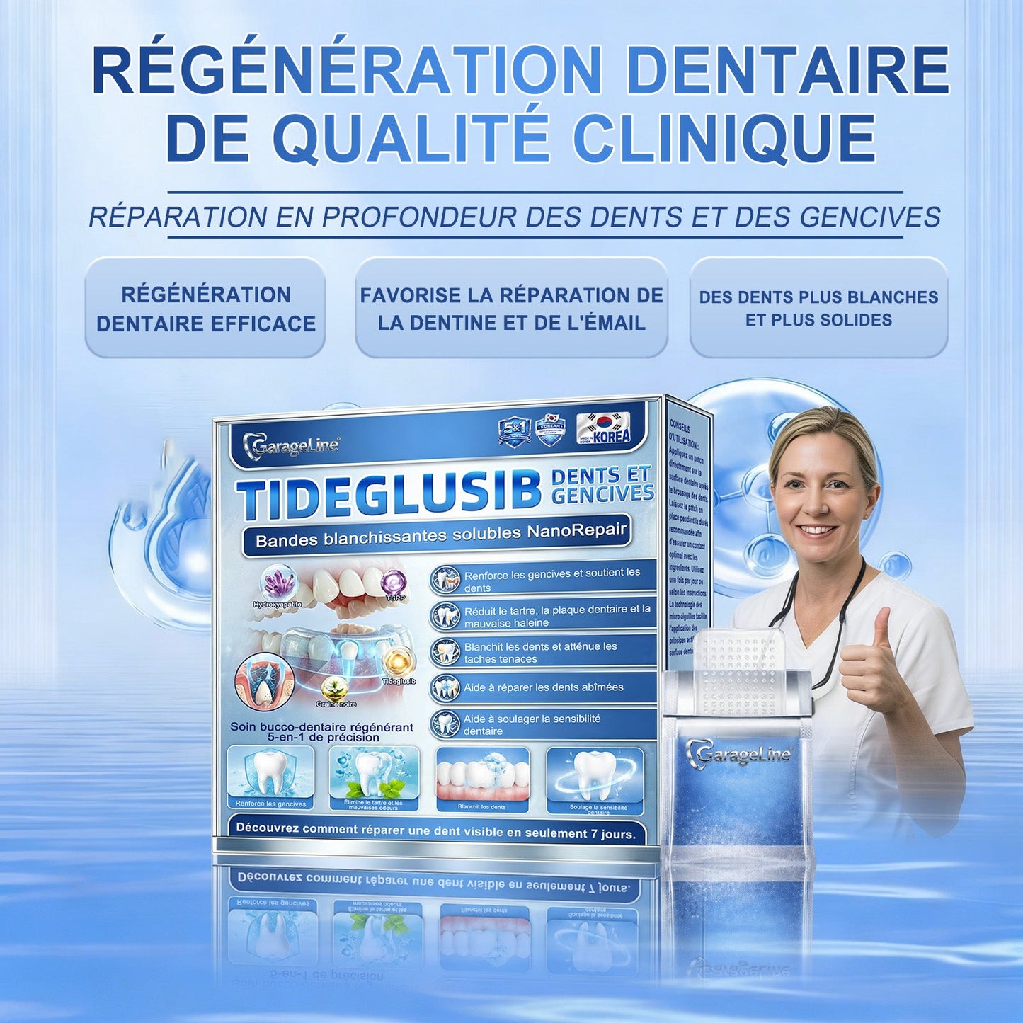 bigoGarageLine®🦷 TIDEGlUSIB TOOTH & GUM NanoRepair : bandelettes blanchissantes à dissolution rapide ✨ (Aide à soutenir la régénération dentaire et à soulager l’inconfort des gencives ainsi que d’autres problèmes bucco-dentaires courants)