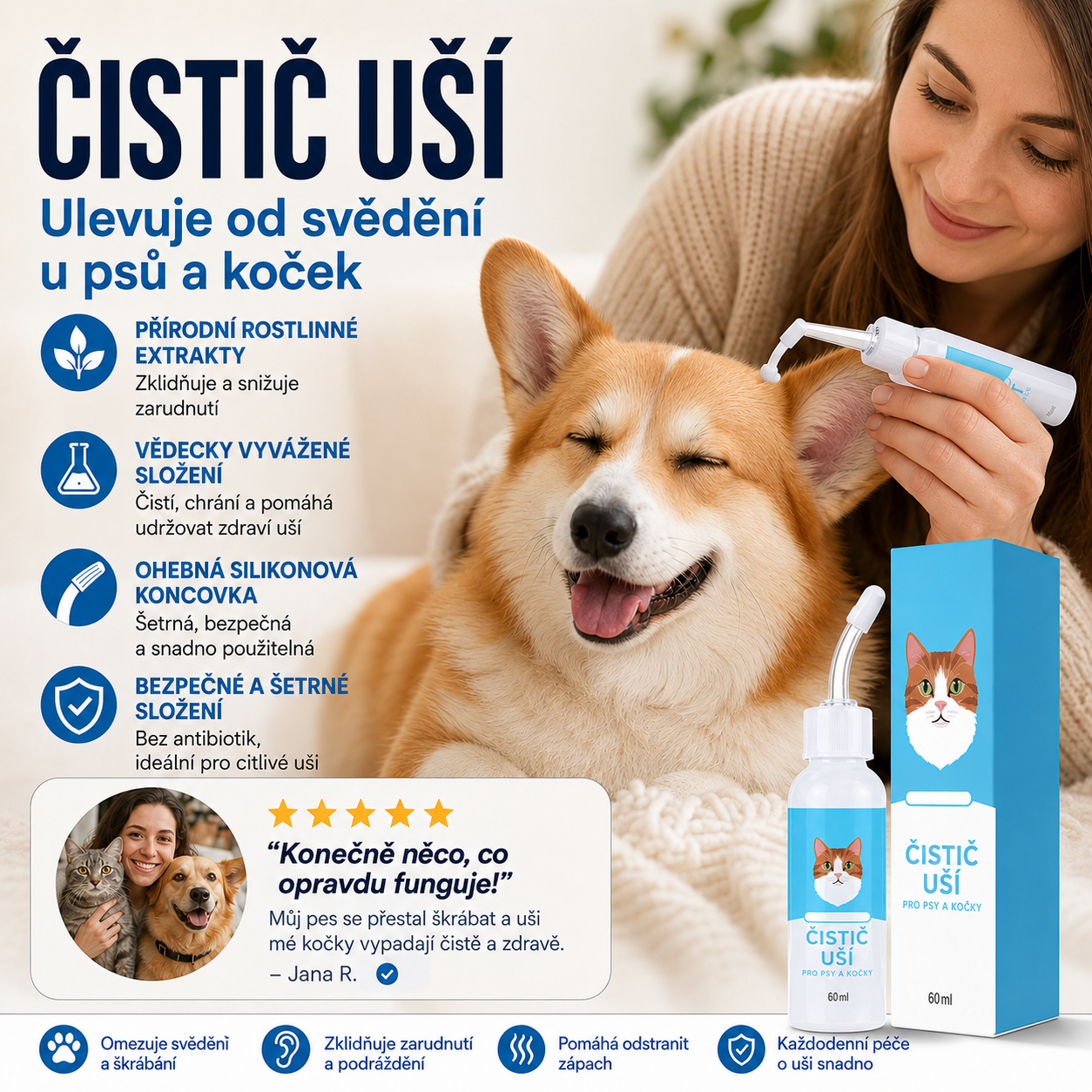 Dnes SLEVA 50 % | CureVivo® Čistič uší pro psy a kočky 👩‍🔬Jemná přírodní péče o uši s rostlinnými extrakty 🌿🎉04
