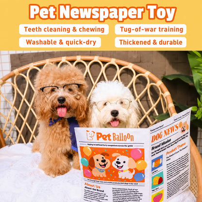 🔥🔥🔥Durable Crinkle Balloon Dog Toy - Newspaper Print Chew Toy for Boredom Relief & Teeth Cleaning