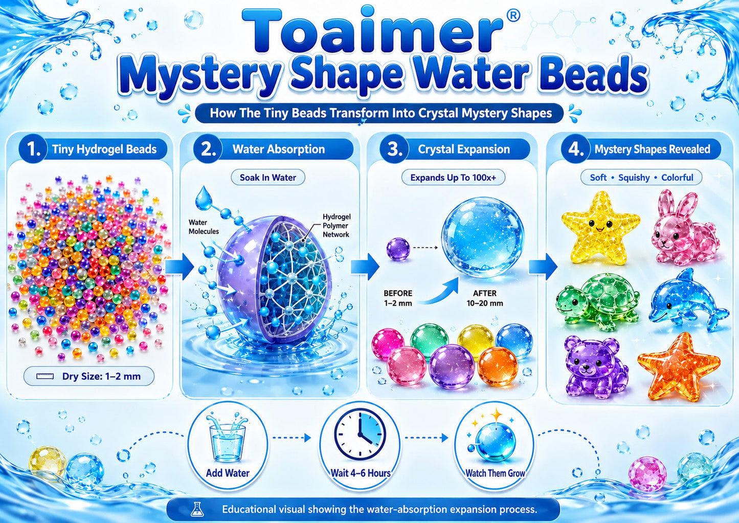 🏆 Toaimer®🦖🦄Perles d’eau mystérieuses magiques — Des formes cachées révèlent un univers de surprises