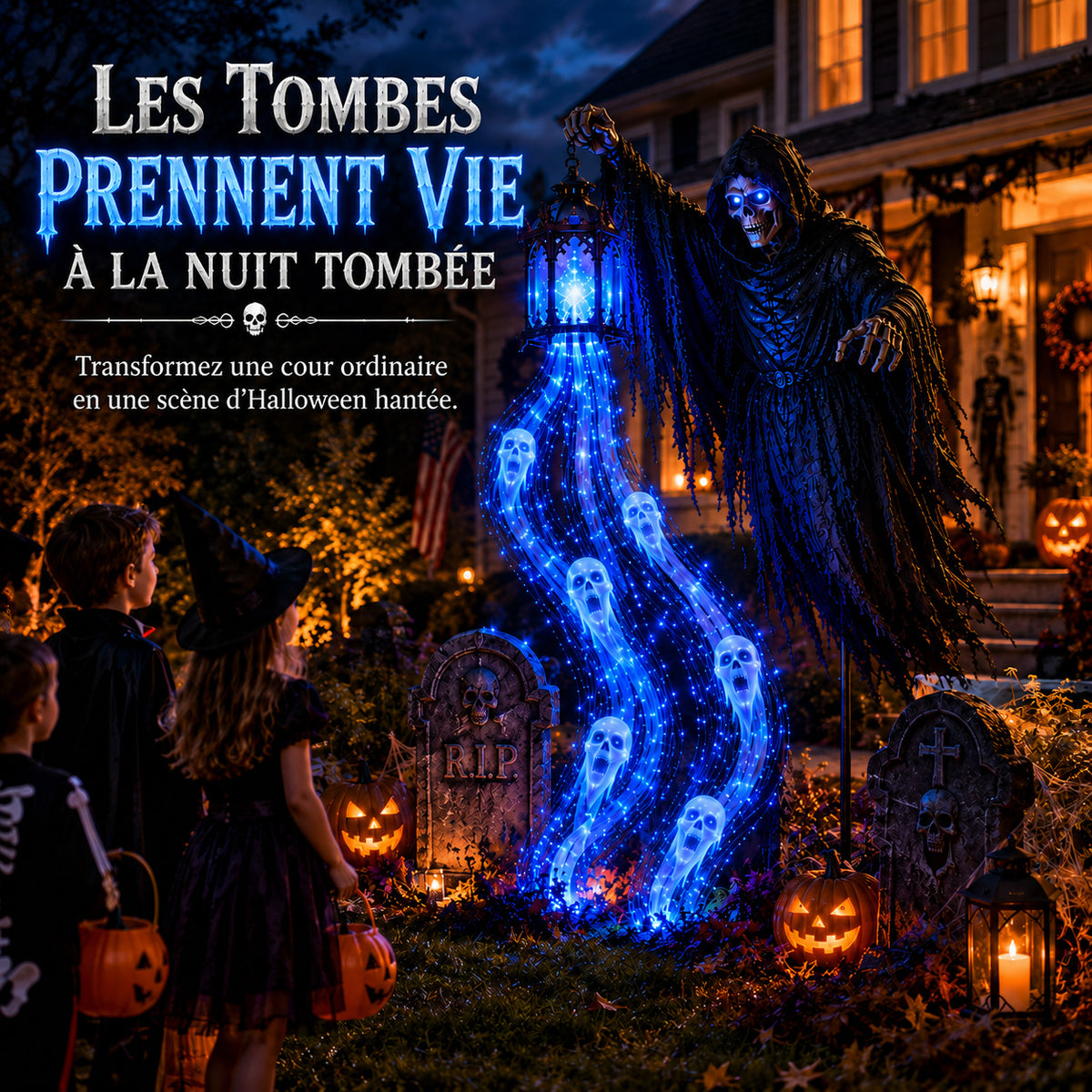 🎁50 % DE RÉDUCTION AUJOURD’HUI🎁💀SVOZK® Lumière animée de jardin Halloween Faucheur d’âmes🎃👻