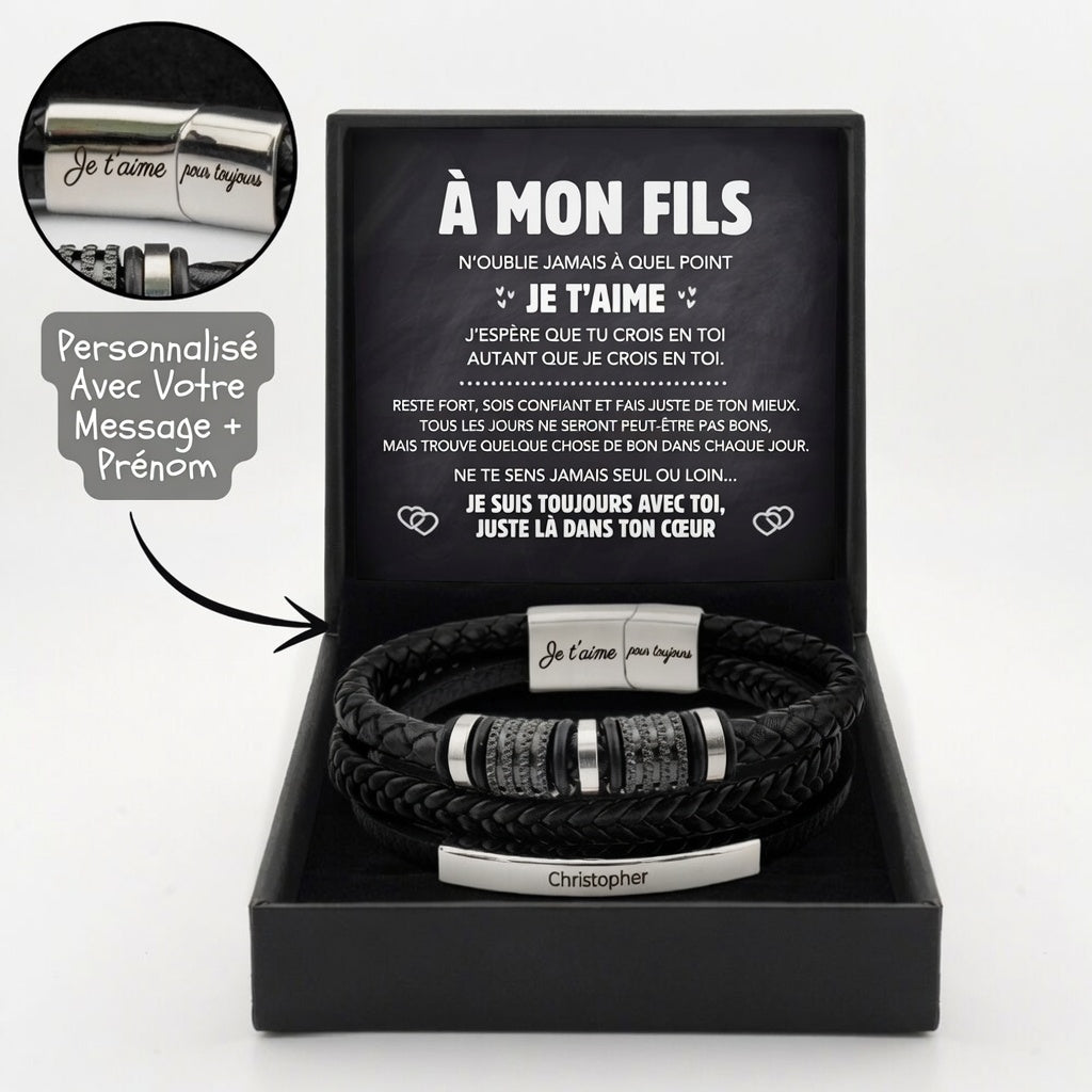 🎁 DERNIER JOUR : -70 % DE RÉDUCTION | 👨‍🍼👩‍🍼✨ Billhol® | Bracelet personnalisé pour fils « Liés pour toujours »✨