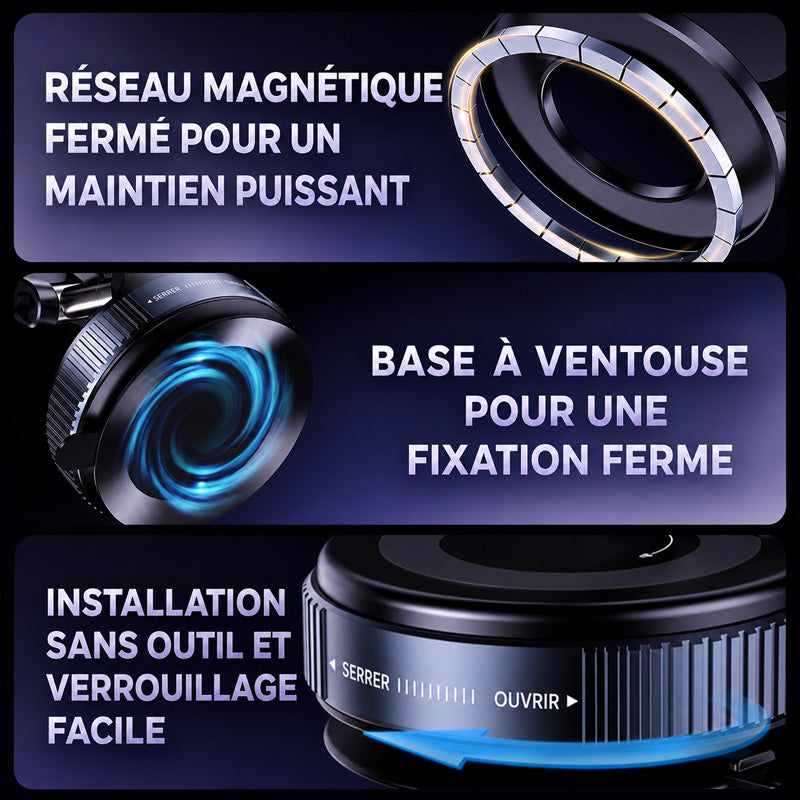 📱🚗REBYIPO®📶 PROMO LIMITÉE 50% ! Support Téléphone Voiture Rotatif 360° Pliable – Fixation Tableau de Bord, Ventouse Gel Réutilisable, Coussinets Silicone Antidérapants, Installation Instantanée ⚡