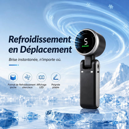 ❄️👑Billhol® Ventilateur Turbo Portable à Main🍃❄️ 5 Vitesses Ventilateur 3 EN 1 Rechargeable