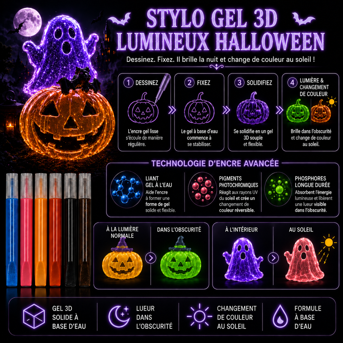 🚨 DERNIER JOUR -50% !🎃 Toaimer® Kit créatif magique 3D fluorescent à changement de couleur👻
