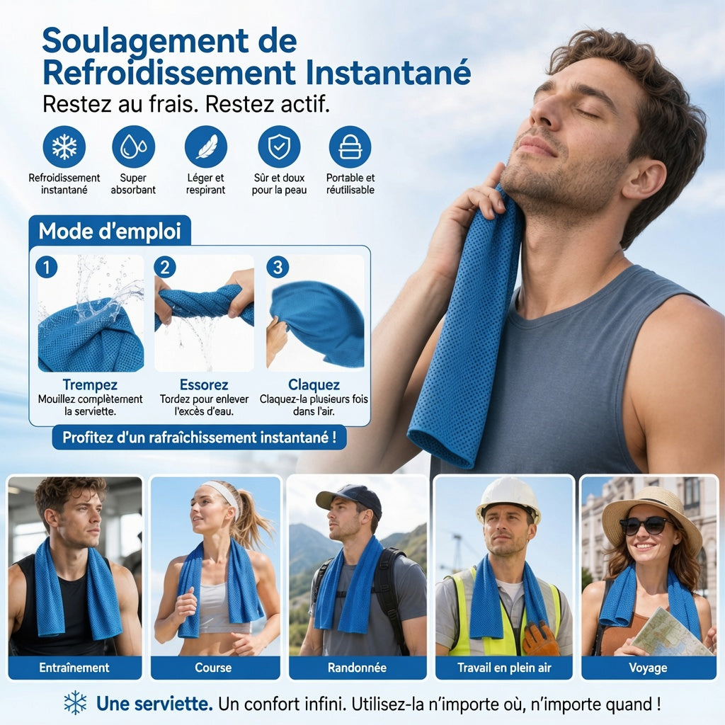 🔥🔥🔥❄️LUCKYSONG®🐳 Trousse de serviettes rafraîchissantes CoolFlex Pro — Confort de refroidissement amélioré avec étui silicone souple aéré, conçue pour l’entraînement, les voyages, la randonnée et les fortes chaleurs. 👑