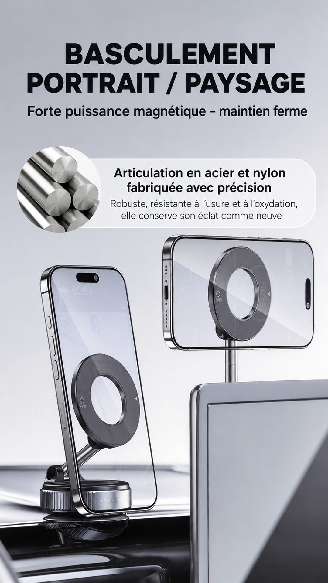 📱🚗REBYIPO®📶 PROMO LIMITÉE 50% ! Support Téléphone Voiture Rotatif 360° Pliable – Fixation Tableau de Bord, Ventouse Gel Réutilisable, Coussinets Silicone Antidérapants, Installation Instantanée ⚡
