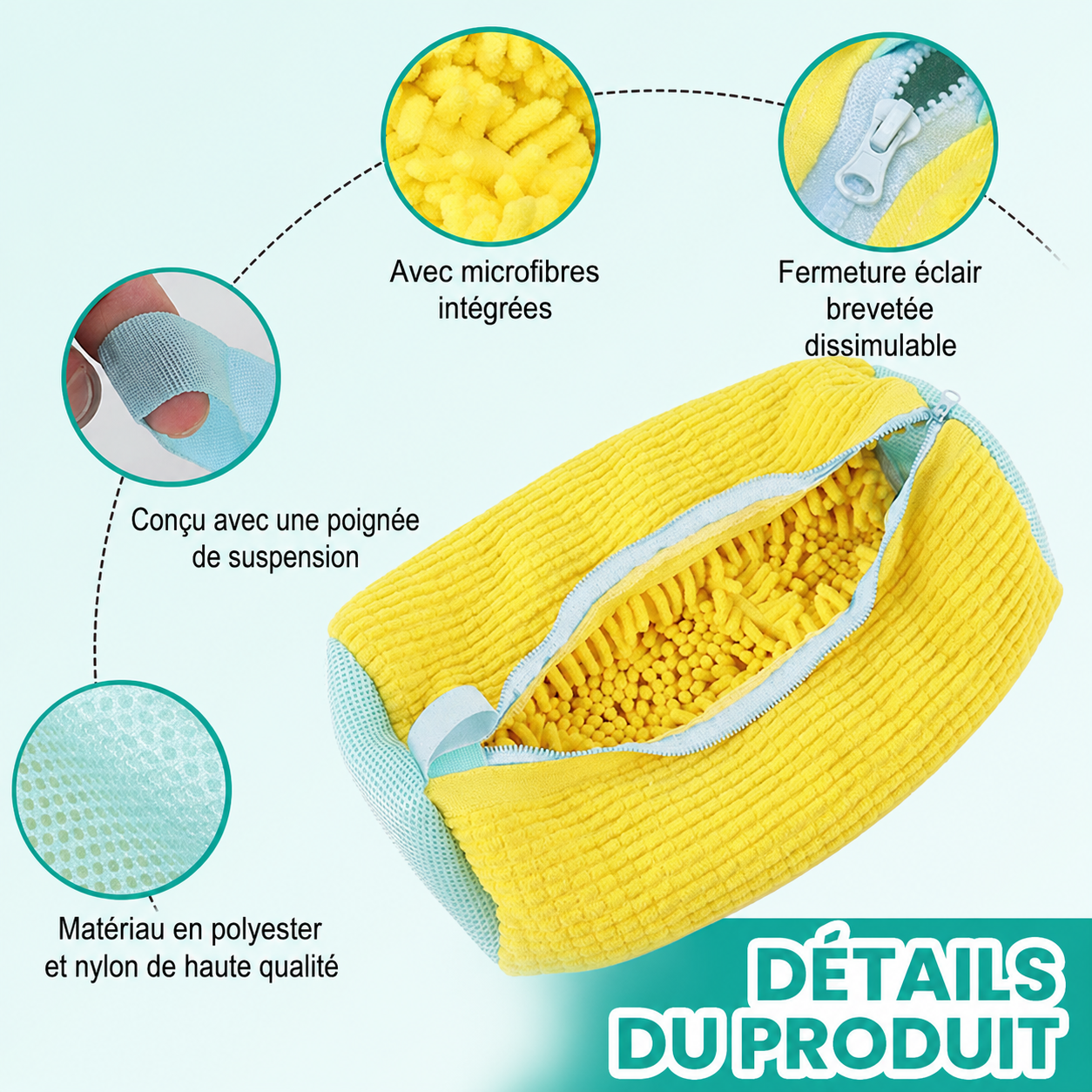 🧼🌀𝐒𝐕𝐎𝐙𝐊® Sac de lavage pour chaussures en microfibre chenille🧼🌀 – Protection douce pour lave‑linge