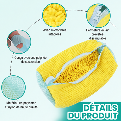 🧼🌀𝐒𝐕𝐎𝐙𝐊® Sac de lavage pour chaussures en microfibre chenille🧼🌀 – Protection douce pour lave‑linge