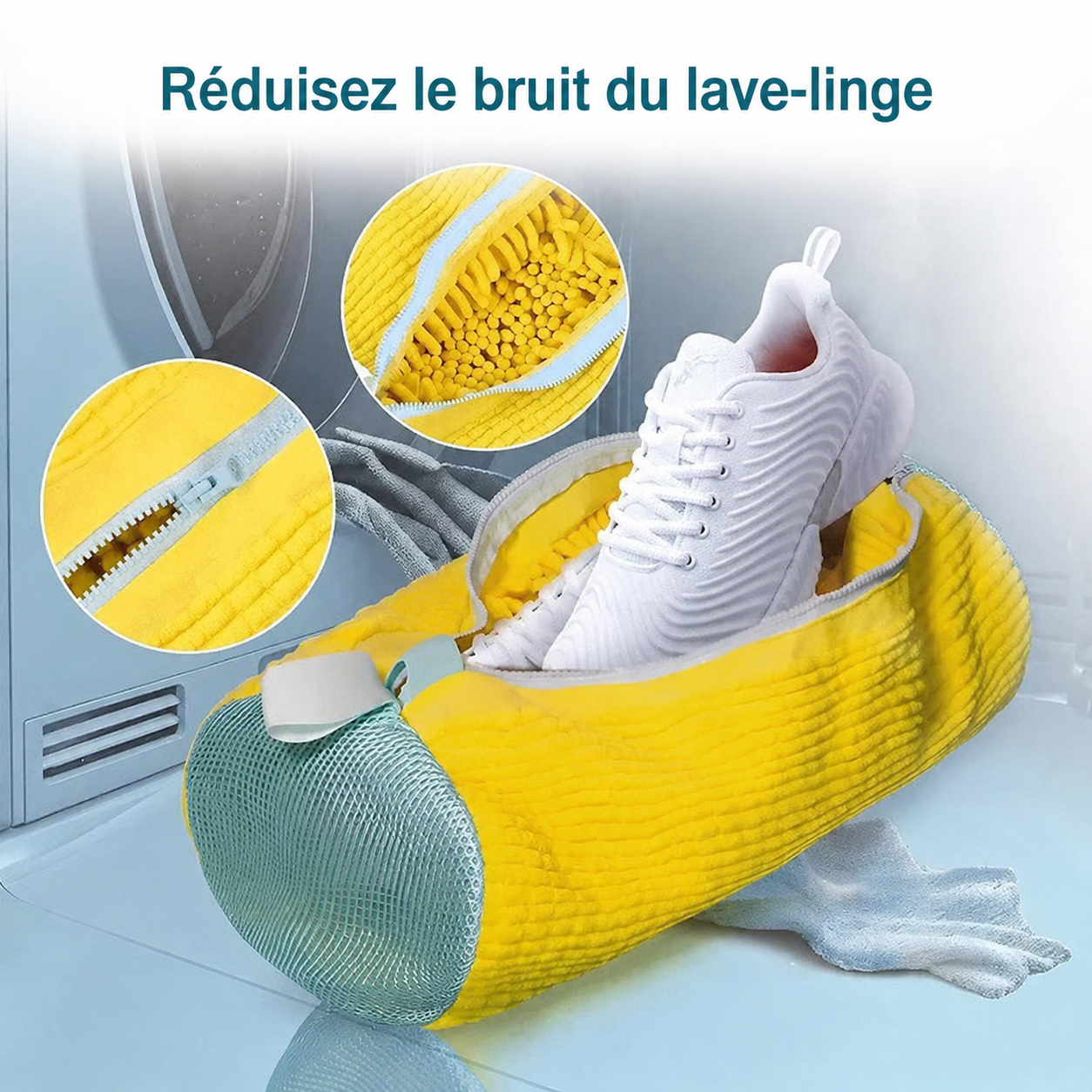 🧼🌀𝐒𝐕𝐎𝐙𝐊® Sac de lavage pour chaussures en microfibre chenille🧼🌀 – Protection douce pour lave‑linge