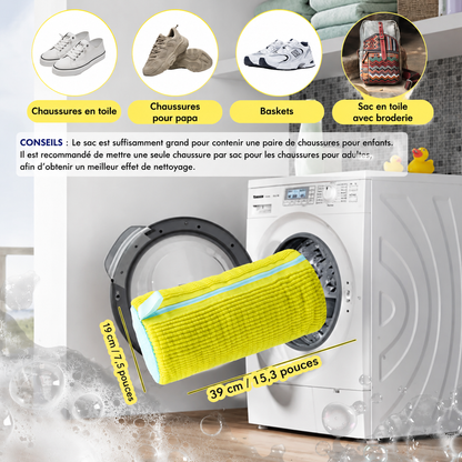 🧼🌀𝐒𝐕𝐎𝐙𝐊® Sac de lavage pour chaussures en microfibre chenille🧼🌀 – Protection douce pour lave‑linge
