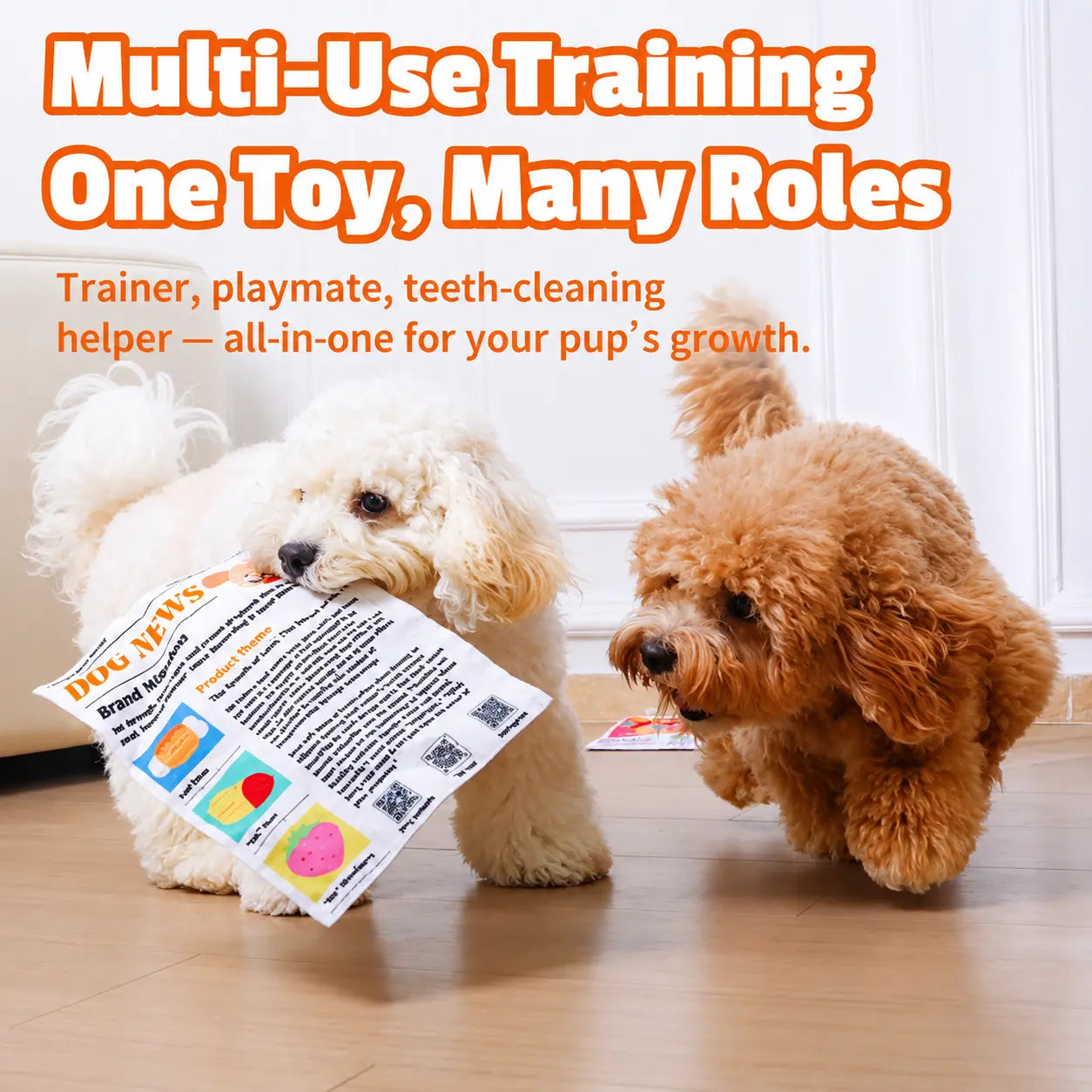 🔥🔥🔥Durable Crinkle Balloon Dog Toy - Newspaper Print Chew Toy for Boredom Relief & Teeth Cleaning
