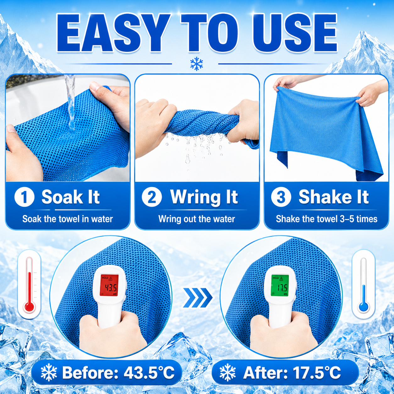 🚀❄️LUCKYSONG®🐳 Trousse de serviettes rafraîchissantes CoolFlex Pro — Confort de refroidissement amélioré avec étui silicone souple aéré, conçue pour l’entraînement, les voyages, la randonnée et les fortes chaleurs. 👑