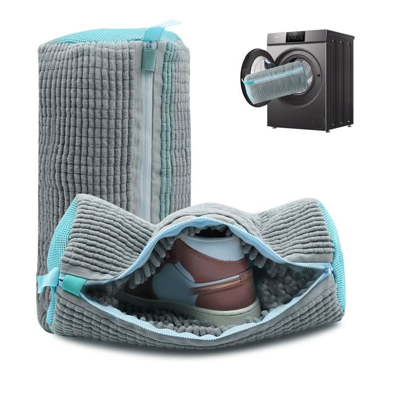 🧼🌀𝐒𝐕𝐎𝐙𝐊® Sac de lavage pour chaussures en microfibre chenille🧼🌀 – Protection douce pour lave‑linge