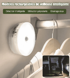 🌙🛏️ REBYIPO® Veilleuse de chevet à détecteur de mouvement – Éclairage de sécurité automatique pour la nuit