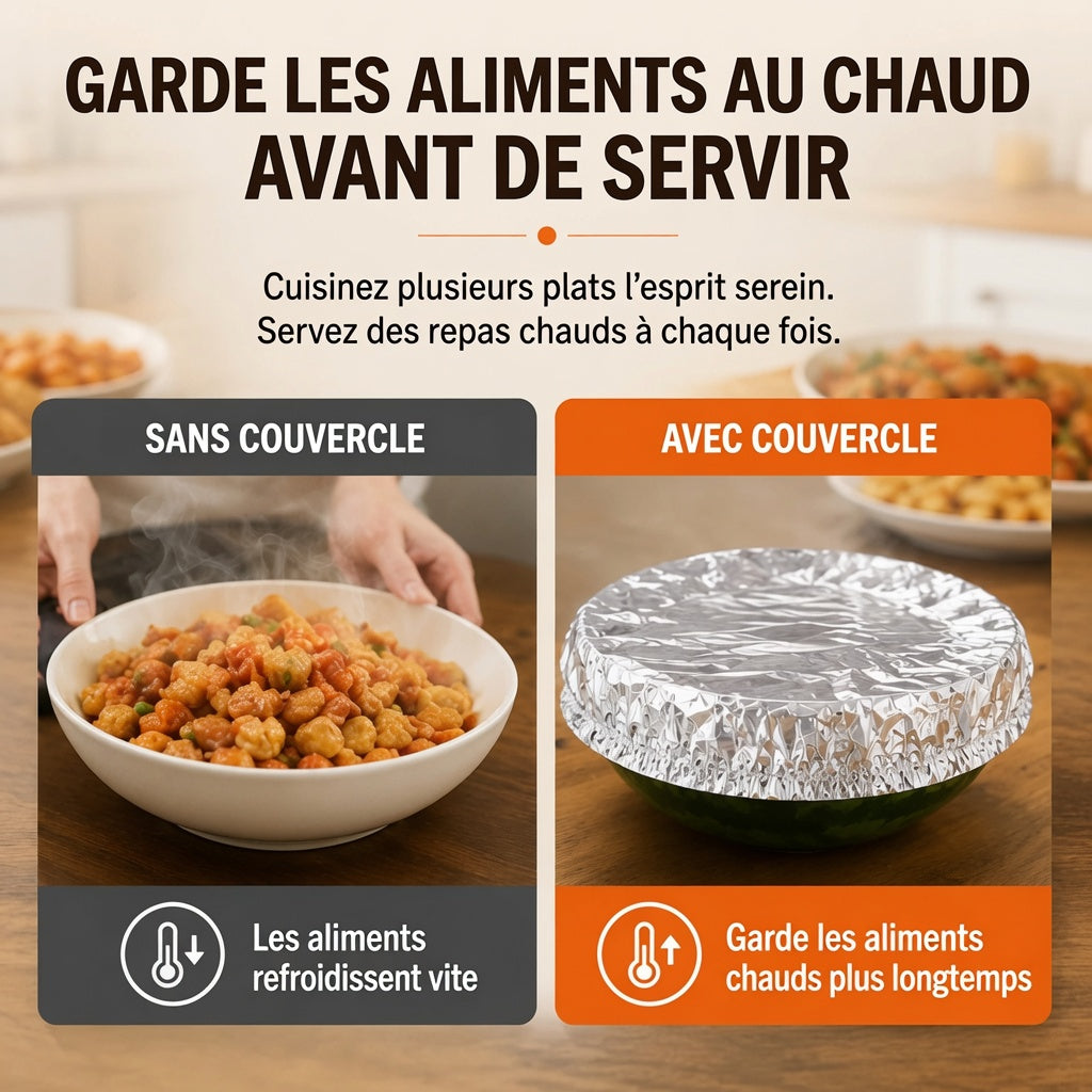 🚀🍳| Billhol®Couverture isotherme en aluminium pour plats et table de salle à manger