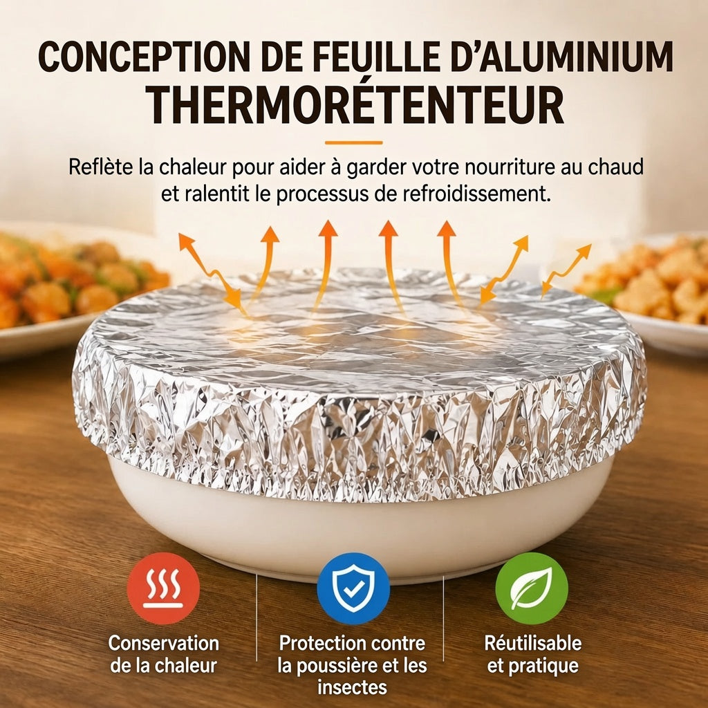 🚀🍳| Billhol®Couverture isotherme en aluminium pour plats et table de salle à manger