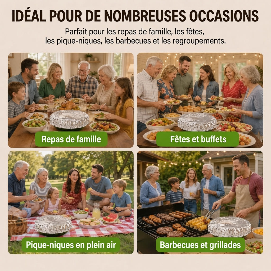 🚀🍳| Billhol®Couverture isotherme en aluminium pour plats et table de salle à manger