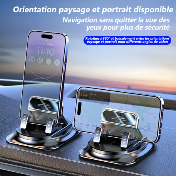 🚀REBYIPO®Support de téléphone pour voiture 🔄🚗 |  Orientable à 360° · Verrouillage à une main en 0,1 s · Antidérapant et n'abîme pas le tableau de bord · Étanche et résistant aux taches