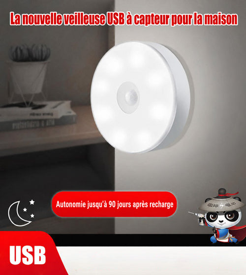🌙🛏️ REBYIPO® Veilleuse de chevet à détecteur de mouvement – Éclairage de sécurité automatique pour la nuit