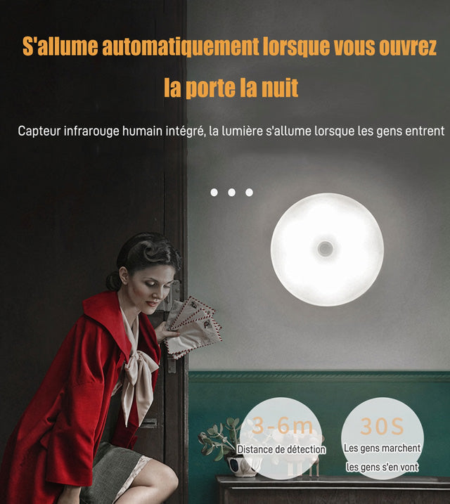 🌙🛏️ REBYIPO® Veilleuse de chevet à détecteur de mouvement – Éclairage de sécurité automatique pour la nuit