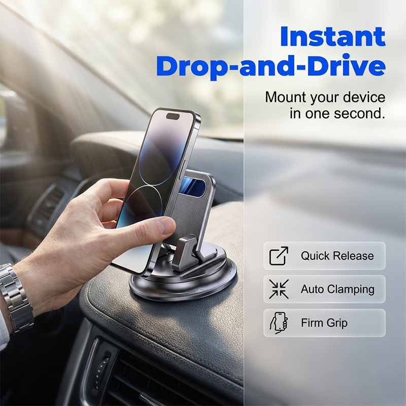 📱REBYIPO® PROMO LIMITÉE 50% DE RÉDUCTION ! 🚗 Support Téléphone Voiture Rotatif pour Tableau de Bord – Installation Rapide, Antidérapant & 360° Réglable ⚡